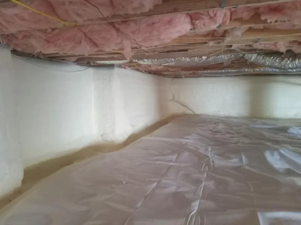 Crawl space encapsulation with closed-cell spray foam for Attic Insulation in Brookline